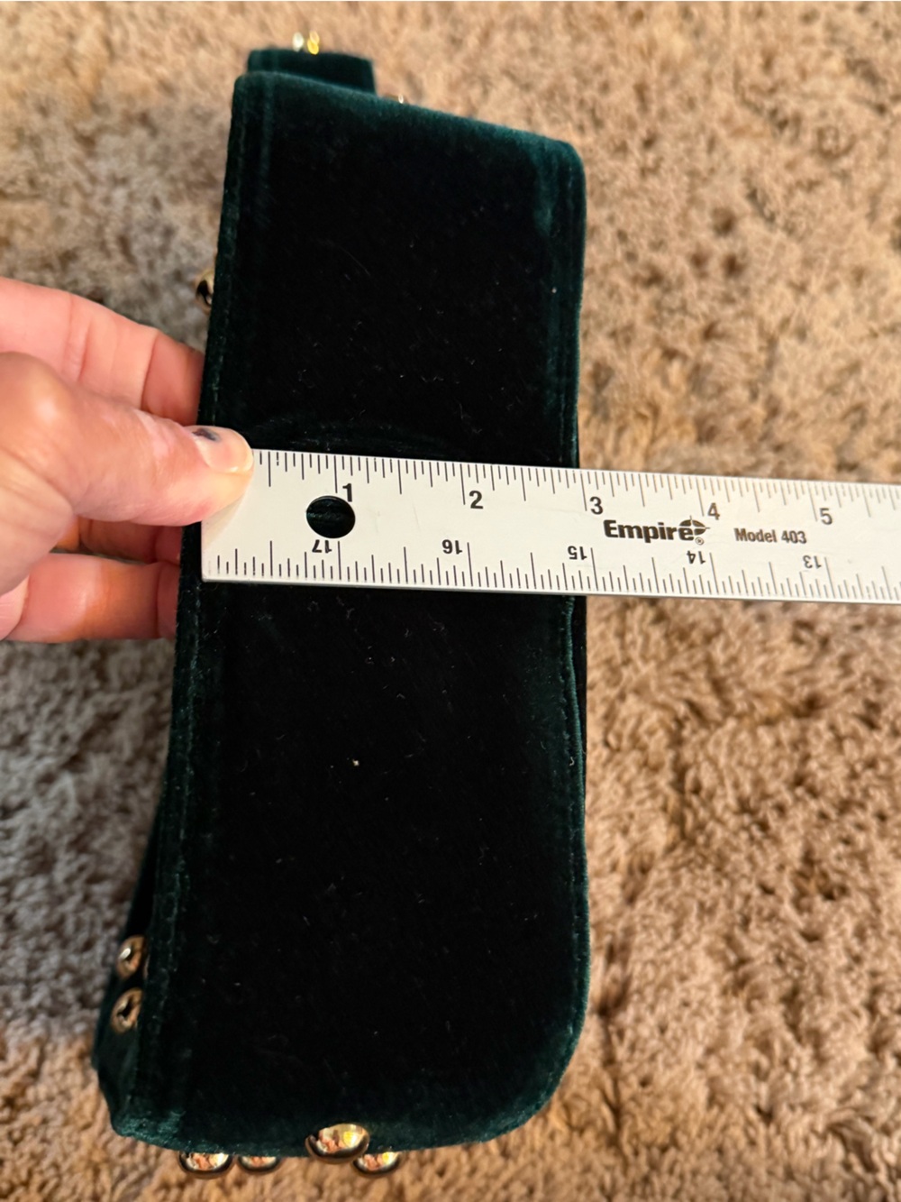 NWOT New without tags Anthropologie studded velvet shoulder bag purse dark green - Picture 16 of 16